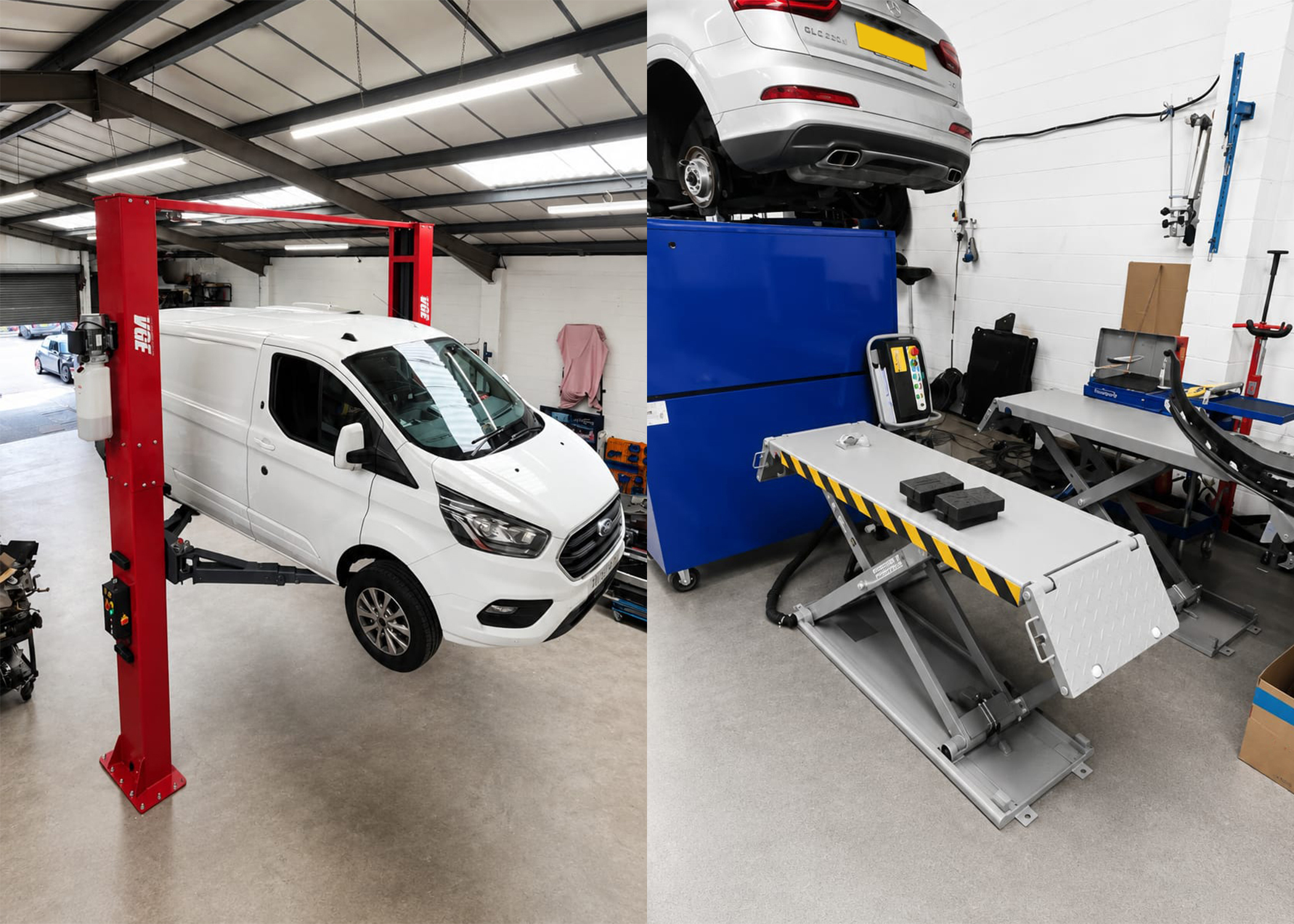 Swan AVO in Billingham, County Durham, has invested in a VGE T60EX 6 tonne 2 post lift and VGE Z30M mobile mid-rise scissor lift to support growing workshop demand.